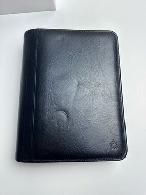 Franklin Covey Vintage Black Top Grain Cowhide Leather 7 Ring Planner Made USA